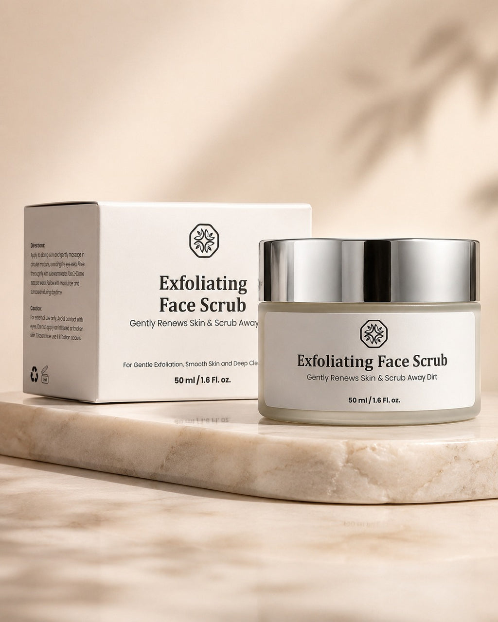 Exfoliating Face Scrub – Gently Renews Skin & Scrubs Away Dirt – For Gentle Exfoliation, Smooth Skin & Deep Cleansing – 50ml / 1.6 Fl. oz.