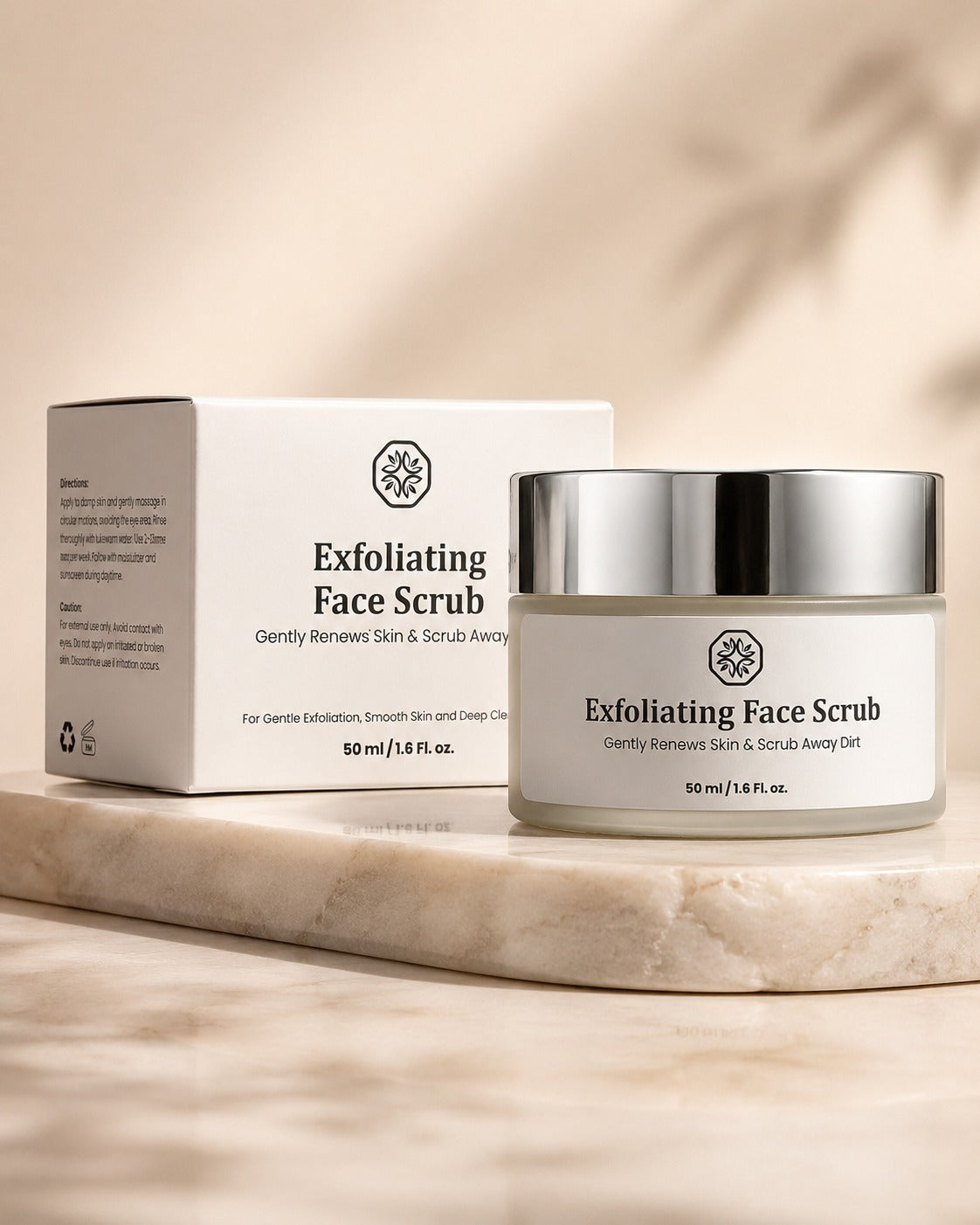 Exfoliating Face Scrub – Gently Renews Skin & Scrubs Away Dirt – For Gentle Exfoliation, Smooth Skin & Deep Cleansing – 50ml / 1.6 Fl. oz.
