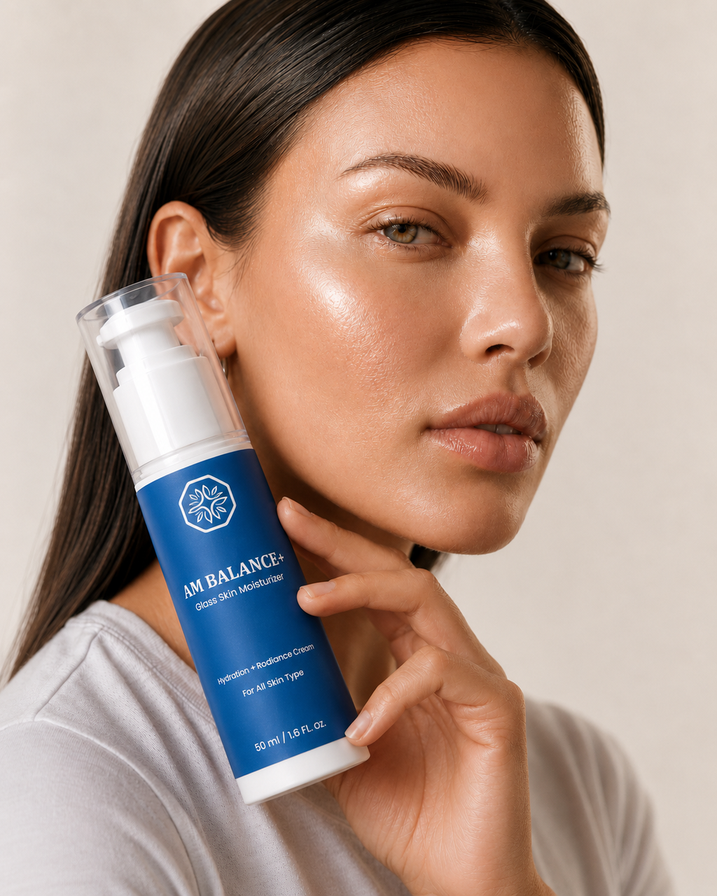 AM BALANCE+ Glass Skin Moisturizer – Hydration + Radiance Cream – Lightweight Daily Moisturizer for a Smooth, Glossy, Glass-Skin Finish – For All Skin Types