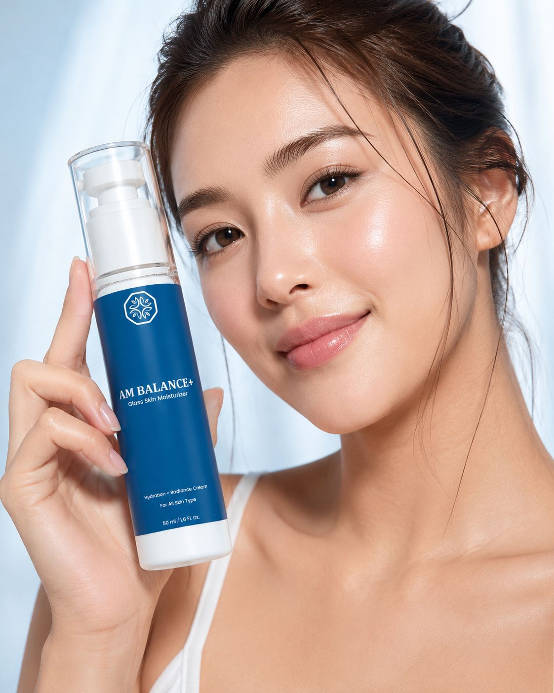 AM BALANCE+ Glass Skin Moisturizer – Hydration + Radiance Cream – Lightweight Daily Moisturizer for a Smooth, Glossy, Glass-Skin Finish – For All Skin Types