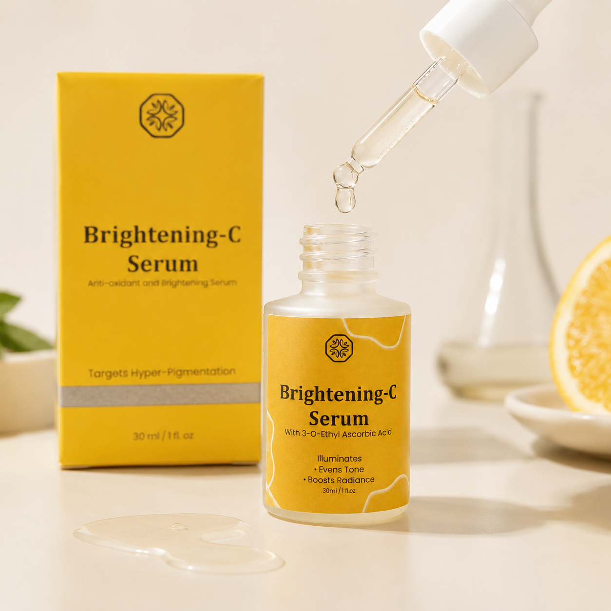 Brightening-C Serum – With 3-O-Ethyl Ascorbic Acid – Illuminates Skin, Evens Tone, Boosts Radiance – Anti-Oxidant & Brightening Serum – Targets Hyper-Pigmentation